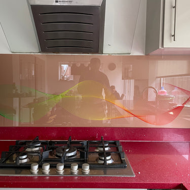 Spectrum Flow Printed Wave Glass Splashback - Bespoke - CreoGlass®