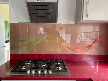 Spectrum Flow Printed Wave Glass Splashback - Bespoke - CreoGlass®