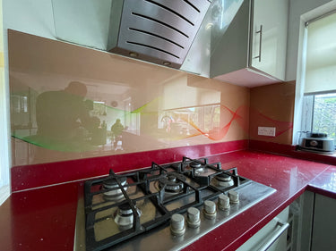 Spectrum Flow Printed Wave Glass Splashback - Bespoke - CreoGlass®