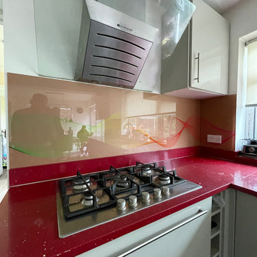 Spectrum Flow Printed Wave Glass Splashback - Bespoke - CreoGlass®
