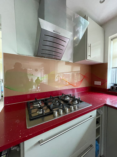 Spectrum Flow Printed Wave Glass Splashback - Bespoke - CreoGlass®