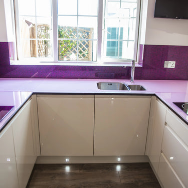 Pure Pink 10mm Glossy Glass Worktop - CreoGlass®