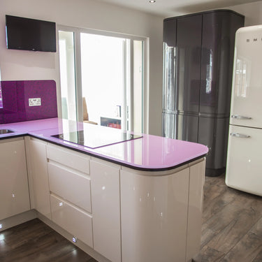 Pure Pink 10mm Glossy Glass Worktop - CreoGlass®