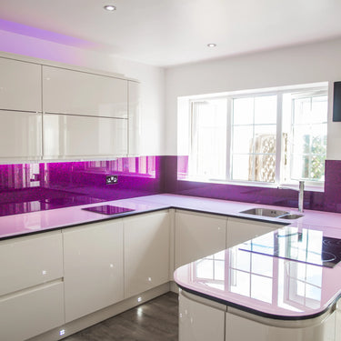 Pure Pink 10mm Glossy Glass Worktop - CreoGlass®