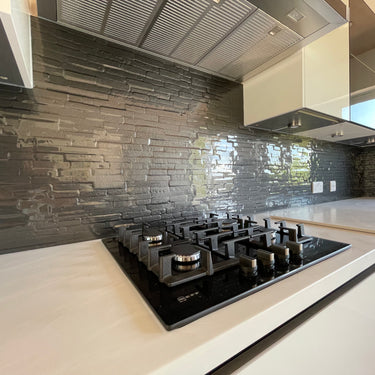 Black Slate - Kiln Splashback - Bespoke - CreoGlass®