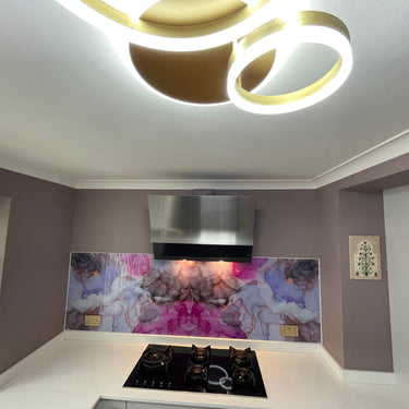 “Sophia” – Amethyst Rose – Liquid Ink Glass Splashback – Bespoke - CreoGlass®