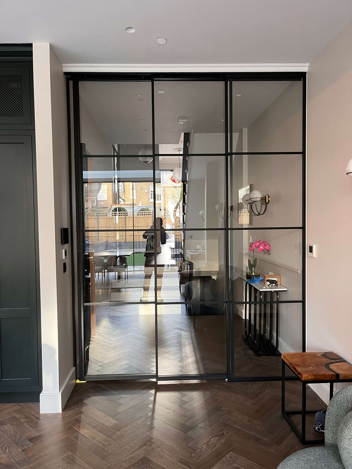 Loft Line – Double Sliding Glass Doors with Two Side Panels – internal steel and glass door, photo 1