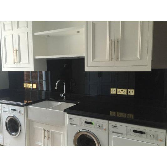 Jet Black Colour Glass Splashback - Bespoke - CreoGlass®