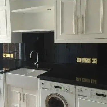 Matt Jet Black Colour Glass Splashback - Bespoke - CreoGlass®