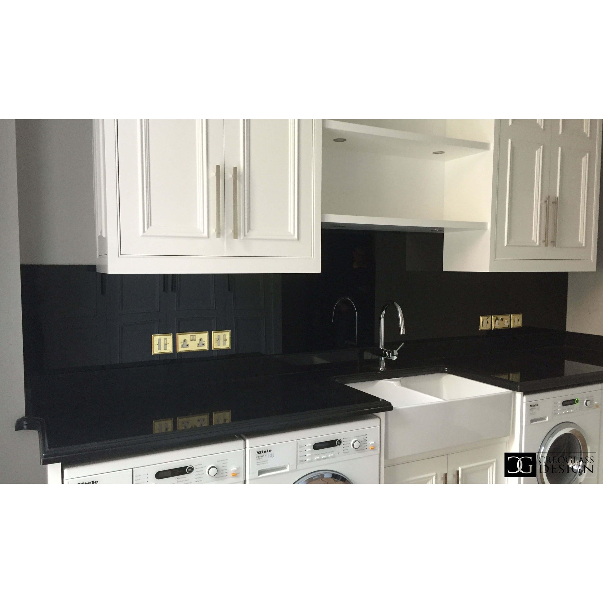 Matt Jet Black Colour Glass Splashback - Bespoke - CreoGlass®