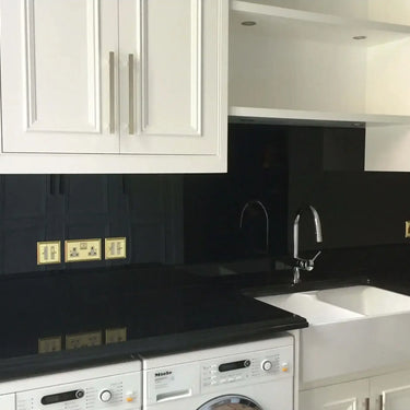Jet Black Colour Glass Splashback - Bespoke - CreoGlass®