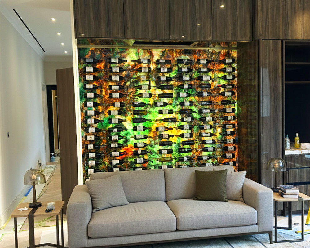 LED backlit wine rack