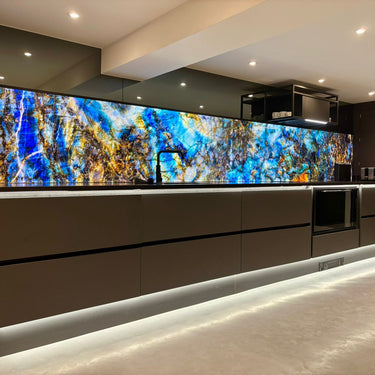 "Lemurian Blue" - LED Backlit Glass Splashback - Bespoke
