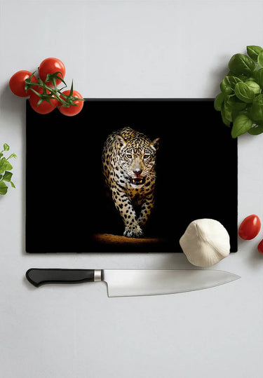 Leopard in Spotlight Glass Chopping Board and Placemat - CreoGlass®