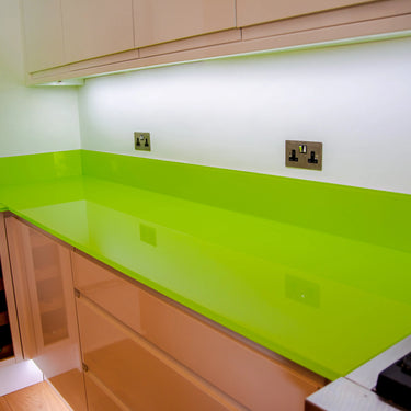 Lime Green 10mm Glossy Glass Worktop - CreoGlass®