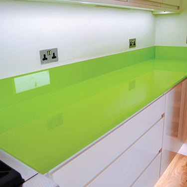 Lime Green 10mm Glossy Glass Worktop - CreoGlass®