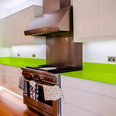 Lime Green 10mm Glossy Glass Worktop - CreoGlass®