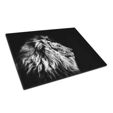 Lion Head Black and White Glass Chopping Board and Placemat - CreoGlass®
