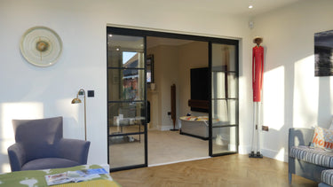 Vista Grid – Double Sliding Glass Door with Two Side Panels – PMF - CreoGlass®