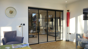 Vista Grid – Double Sliding Glass Door with Two Side Panels – PMF - CreoGlass®