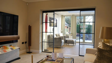 Vista Grid – Double Sliding Glass Door with Two Side Panels – PMF - CreoGlass®