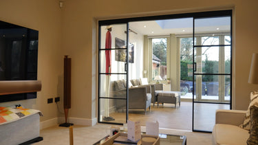 Vista Grid – Double Sliding Glass Door with Two Side Panels – PMF - CreoGlass®