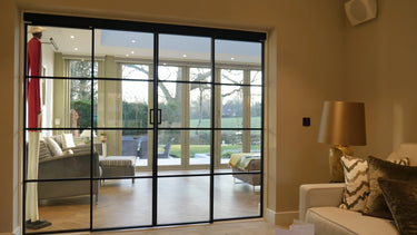 Vista Grid – Double Sliding Glass Door with Two Side Panels – PMF - CreoGlass®