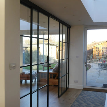 Vista Grid – Double Sliding Glass Door with Two Side Panels – PMF - CreoGlass®