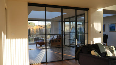 Vista Grid – Double Sliding Glass Door with Two Side Panels – PMF - CreoGlass®