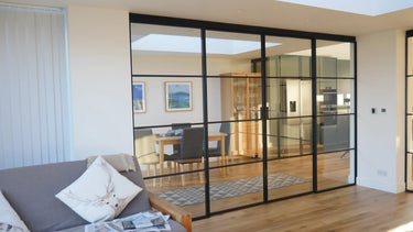 Vista Grid – Double Sliding Glass Door with Two Side Panels – PMF - CreoGlass®