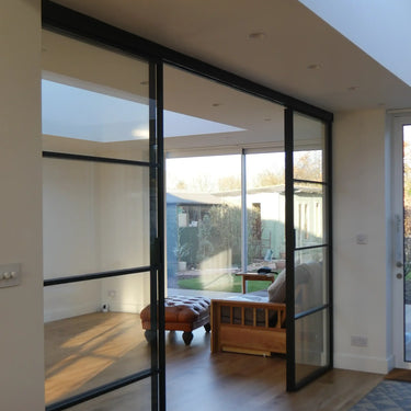 Vista Grid – Double Sliding Glass Door with Two Side Panels – PMF - CreoGlass®