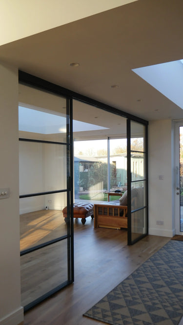 Vista Grid – Double Sliding Glass Door with Two Side Panels – PMF - CreoGlass®