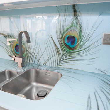 Peacock Printed 10mm Glass Worktop - CreoGlass®