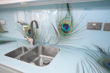 Peacock Printed 10mm Glass Worktop - CreoGlass®