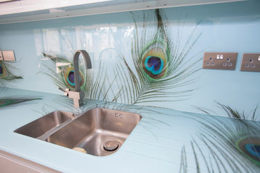 Peacock Printed 10mm Glass Worktop - CreoGlass®