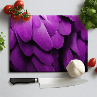 Purple Macaw Feathers Chopping Board and Placemat