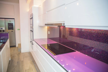 100% Luxury Orchid Mist 10mm Glass Worktop - CreoGlass®