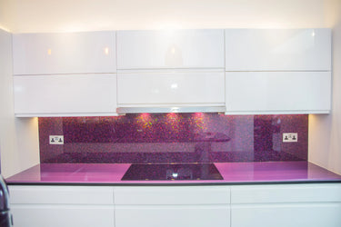 100% Luxury Orchid Mist 10mm Glass Worktop - CreoGlass®