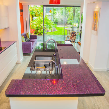 100% Luxury Orchid Mist 10mm Glass Worktop - CreoGlass®