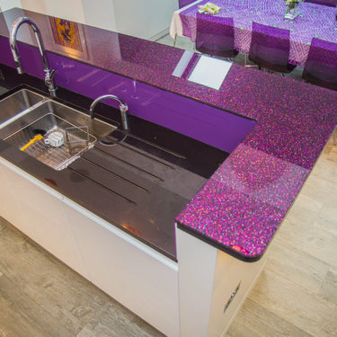 100% Luxury Orchid Mist 10mm Glass Worktop - CreoGlass®
