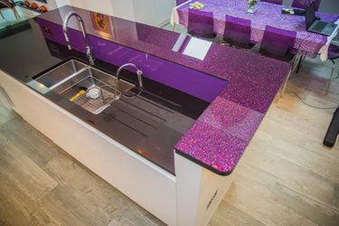 100% Luxury Orchid Mist 10mm Glass Worktop - CreoGlass®