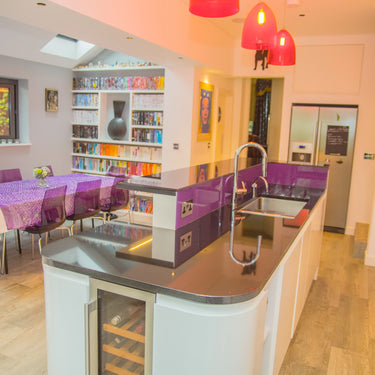 100% Luxury Orchid Mist 10mm Glass Worktop - CreoGlass®