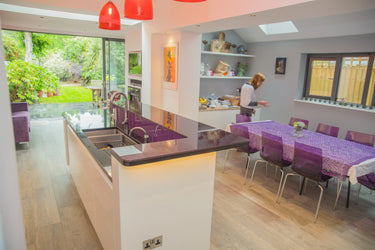 100% Luxury Orchid Mist 10mm Glass Worktop - CreoGlass®