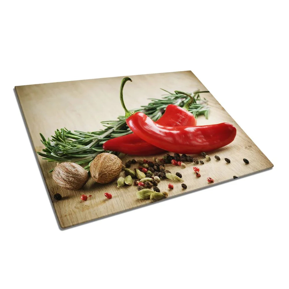 Red Hot Chilli Peppers Glass Chopping Board and Worktop - CreoGlass®
