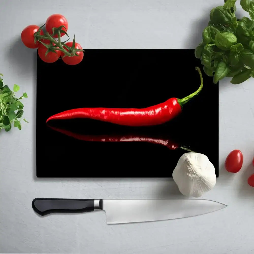 Red Chilli Glass Chopping Board and Worktop - CreoGlass®