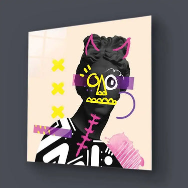 Vandalised Greek Statue 3 Glass Wall Art - DIY - CreoGlass®