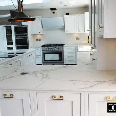 White Grey Marble 10mm Silestone Quartz Worktop - CreoGlass®