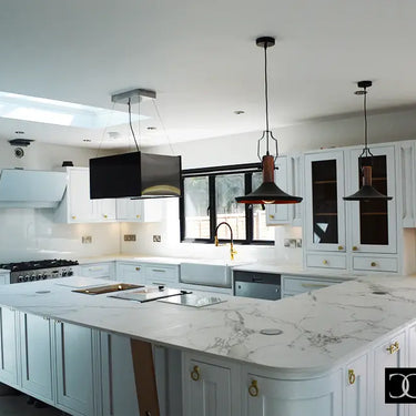 White Grey Marble 10mm Silestone Quartz Worktop - CreoGlass®