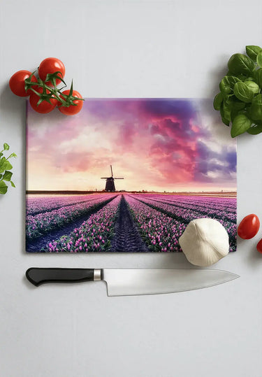 Windmill and Tulips Glass Chopping Board and Placemat - CreoGlass®