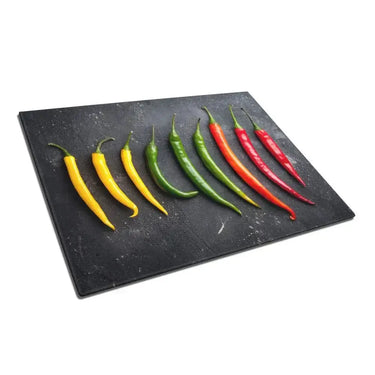 Yellow Green and Red Chilli Glass Chopping Board and Placemat - CreoGlass®